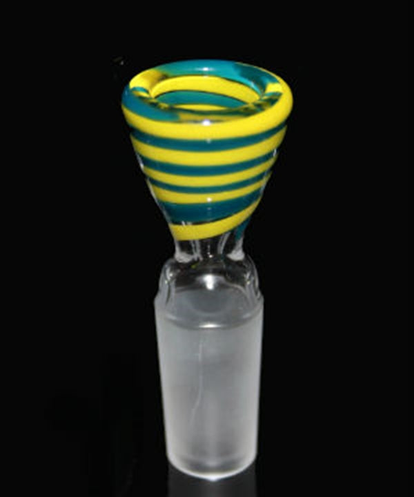 Glass Bowl Plaisir striped yellow cyan 14.5