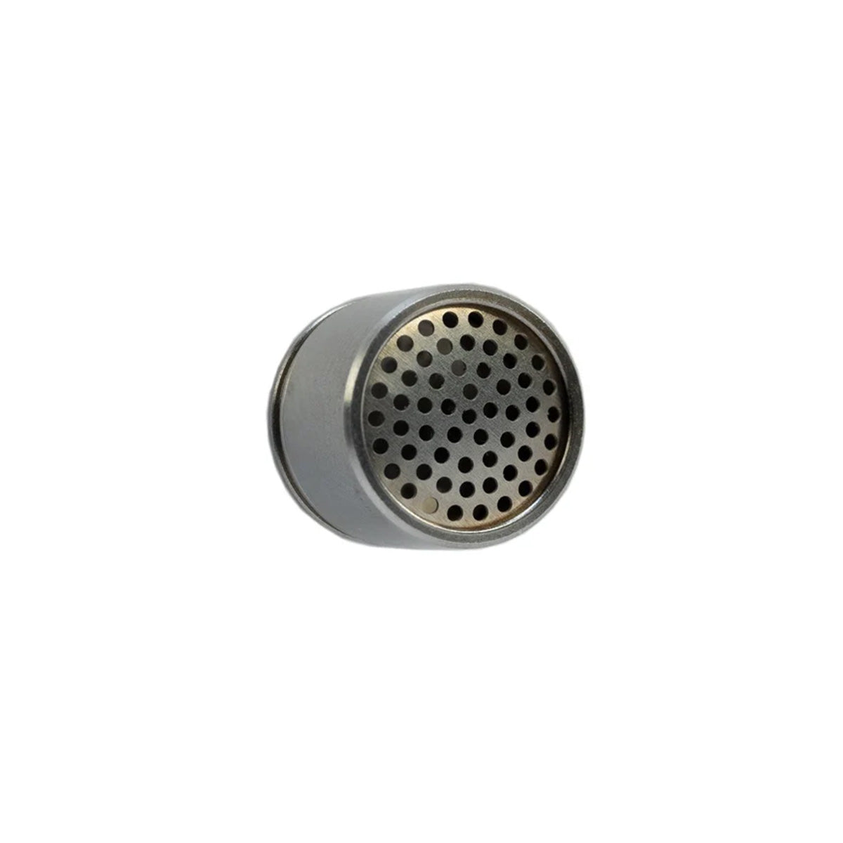 Rundes Einzelteil vom Produkt The HyperDyn Vaporizer von DynaVap aus Titan auf einem weißen Hintergrund.