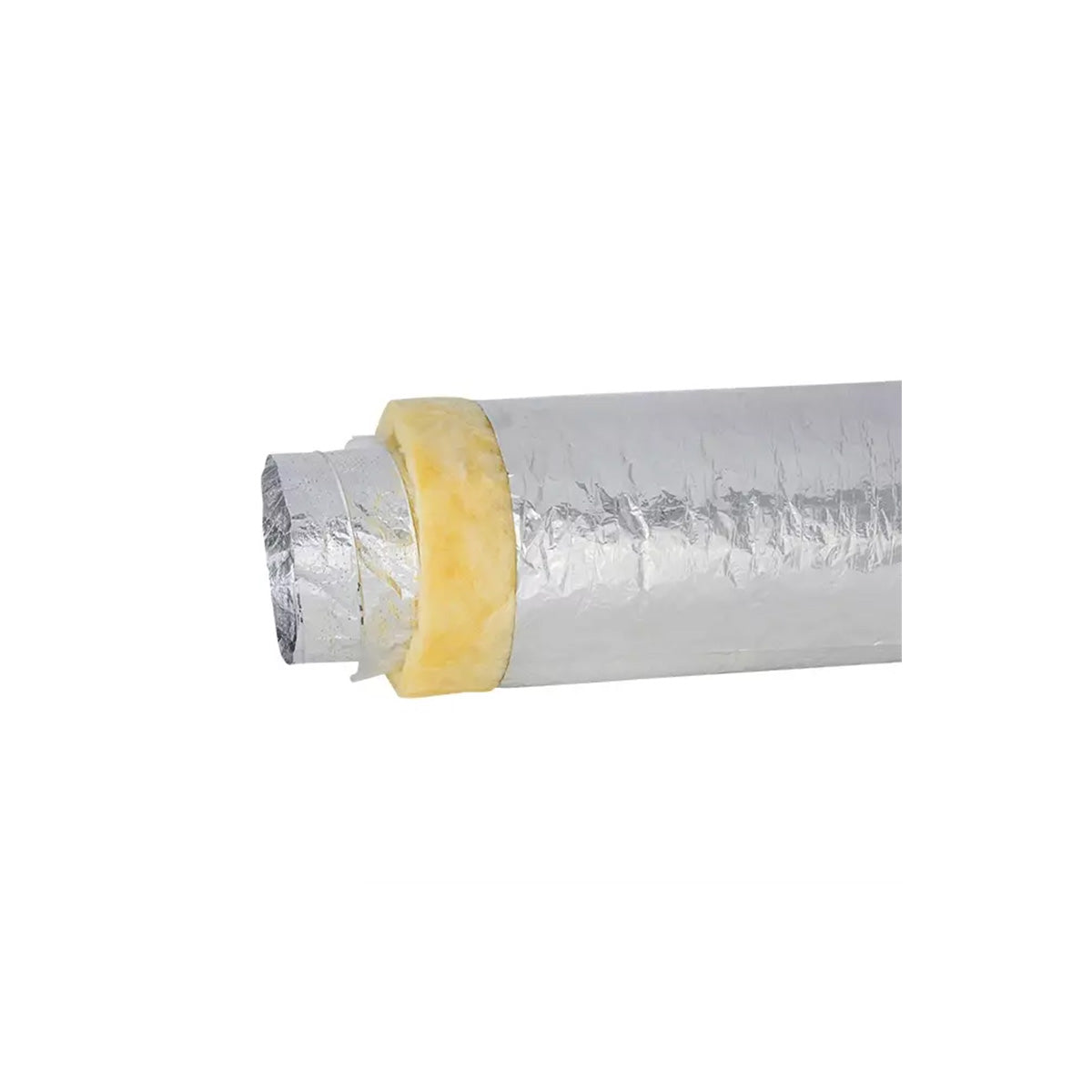 Luftschlauch in der Farbe Silber mit Isolierung von Sonodec auf weißem Hintergrund.