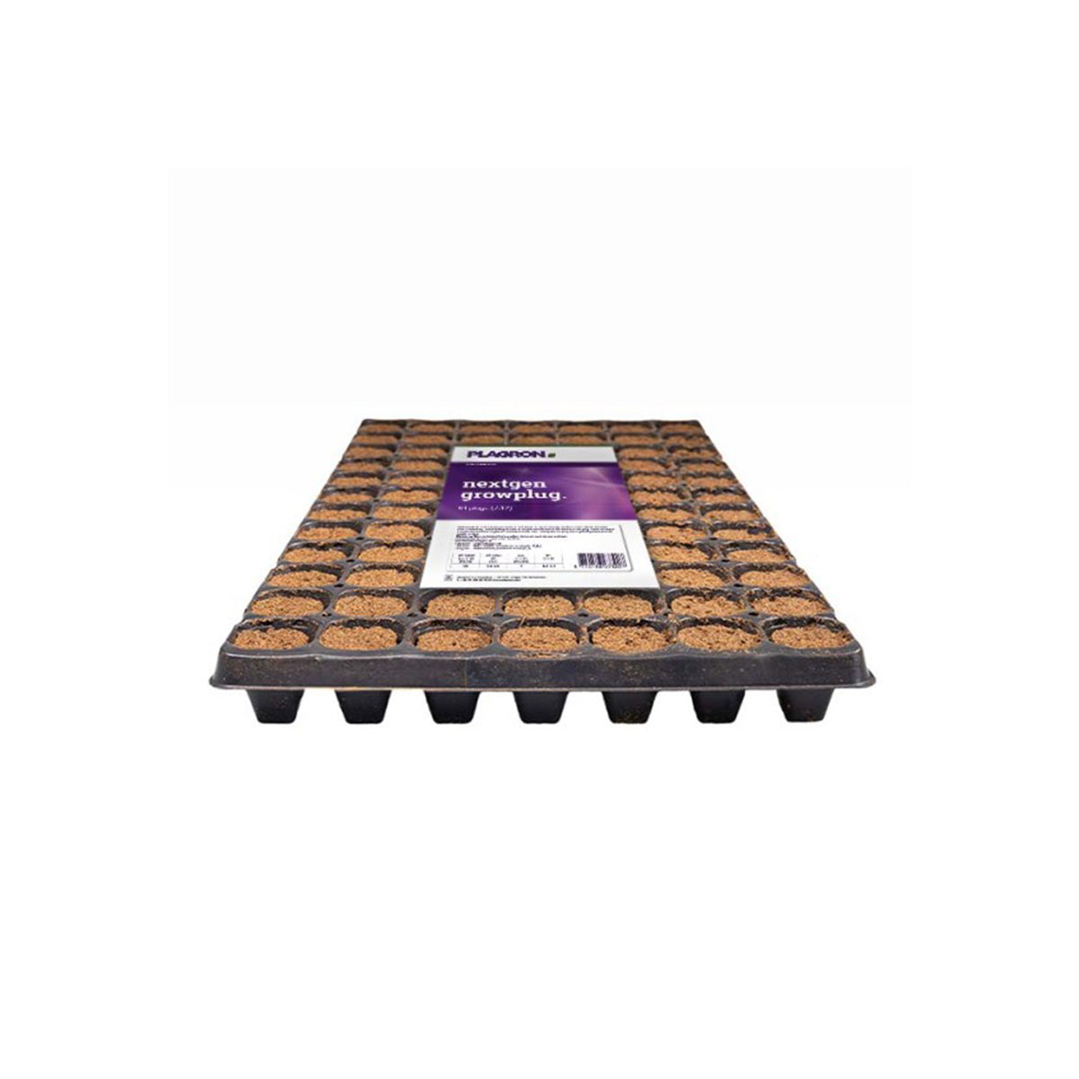 Erde Substrat von der Marke Plagron. NextGen GrowPlug sieben mal zwölf Tray in der Farbe schwaez, gefüllt mit Erde.