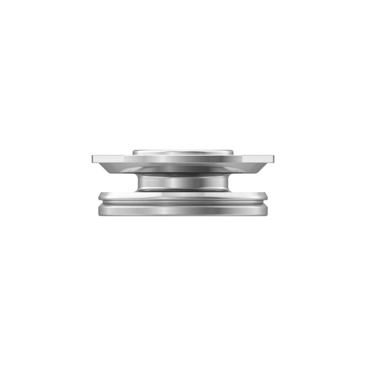 Dosierkapseladapter von dem Hersteller Storz und Bickel, dreiteiliges Produkt in der Farbe silber und auf einem weißen Hintergrund.