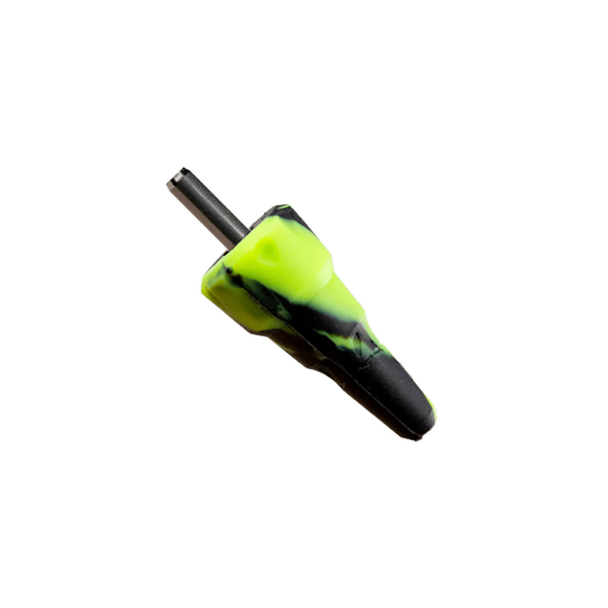 Das Silikonzubehör Bonger für Handgerät-Verdampfer von Dynavap ist kegelförmig in den Farben schwarz und grün und befindet sich vor einem weißen Hintergrund.