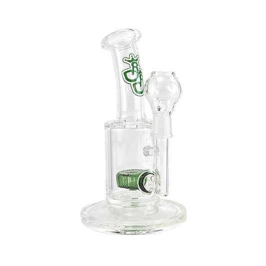 Ölbong von der Marke Jelly Joker auf einem weißen Hintergrund. Die transparente Ölbong hat grüne Farbakzente im Design.